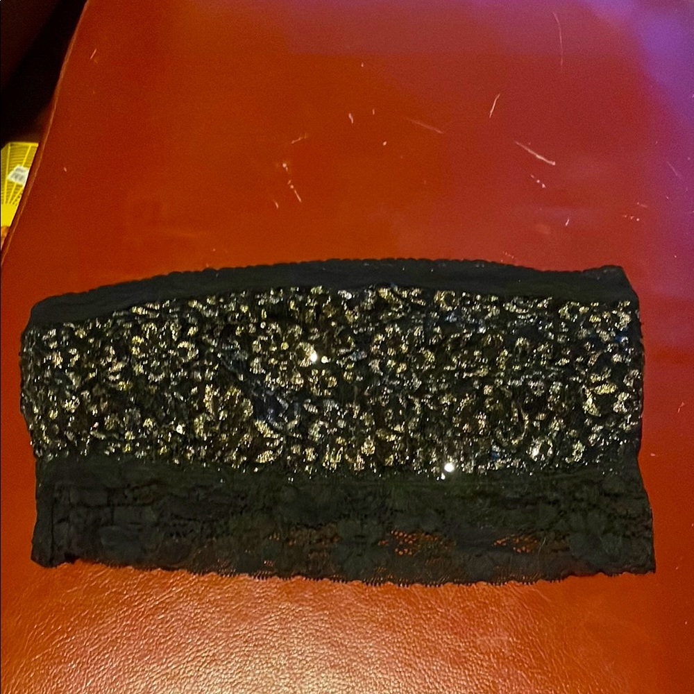 FREE PEOPLE INTIMATELY Black and Gold Lace Bandeau, Size M